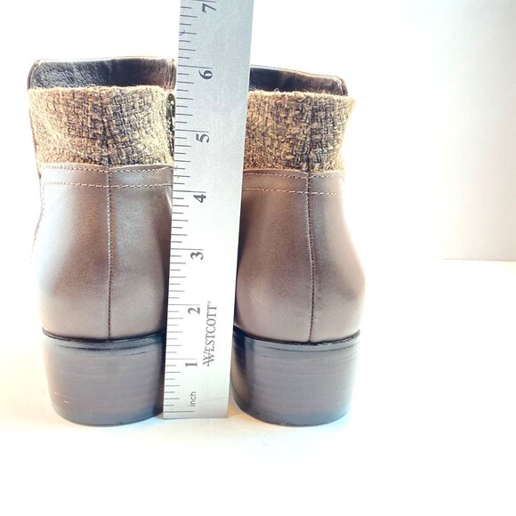 Propet Taneka Womens Leather & Tweed Booties Size 9 Brown With Side Zip - Picture 8 of 9